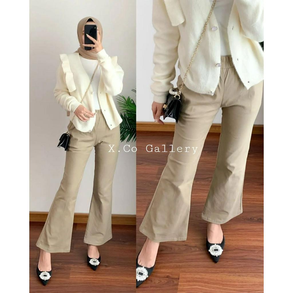 Cutbray Basic Pants Celana Wanita Katun Twill Premium Semi Stretch
