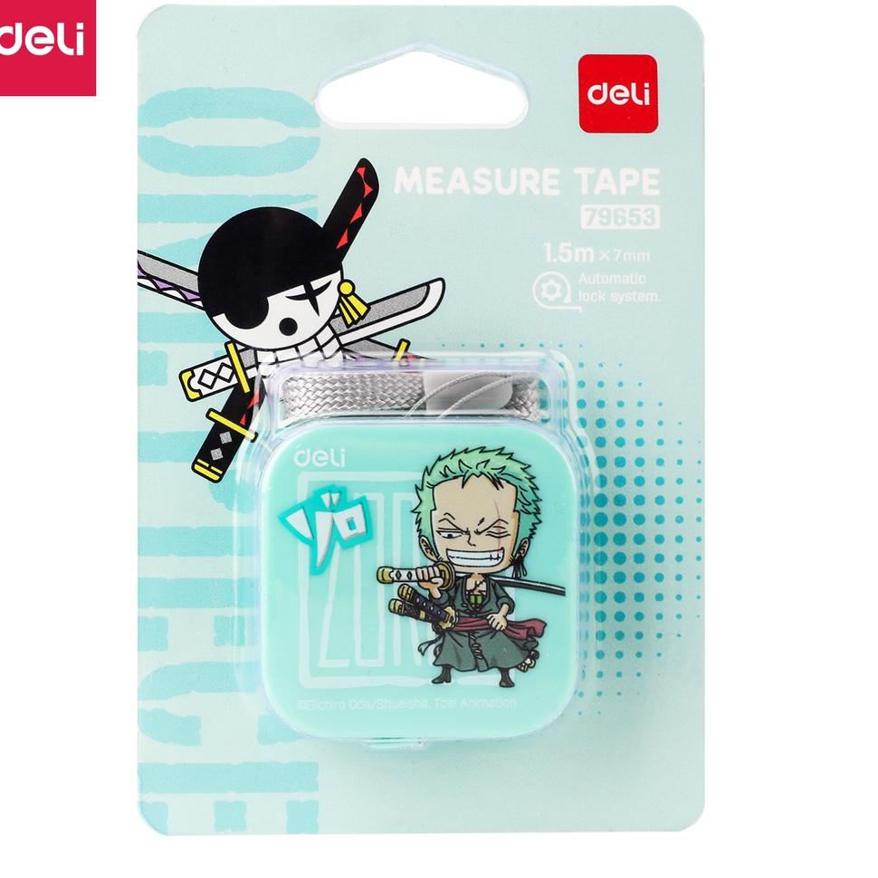 

d72➤ Deli One Piece Mini Measure Tape / Meteran Mini Plastik 1.5 m Lucu Gambar One Piece Fiberglass Tidak Mudah Kusut Tombol Autolock E79653