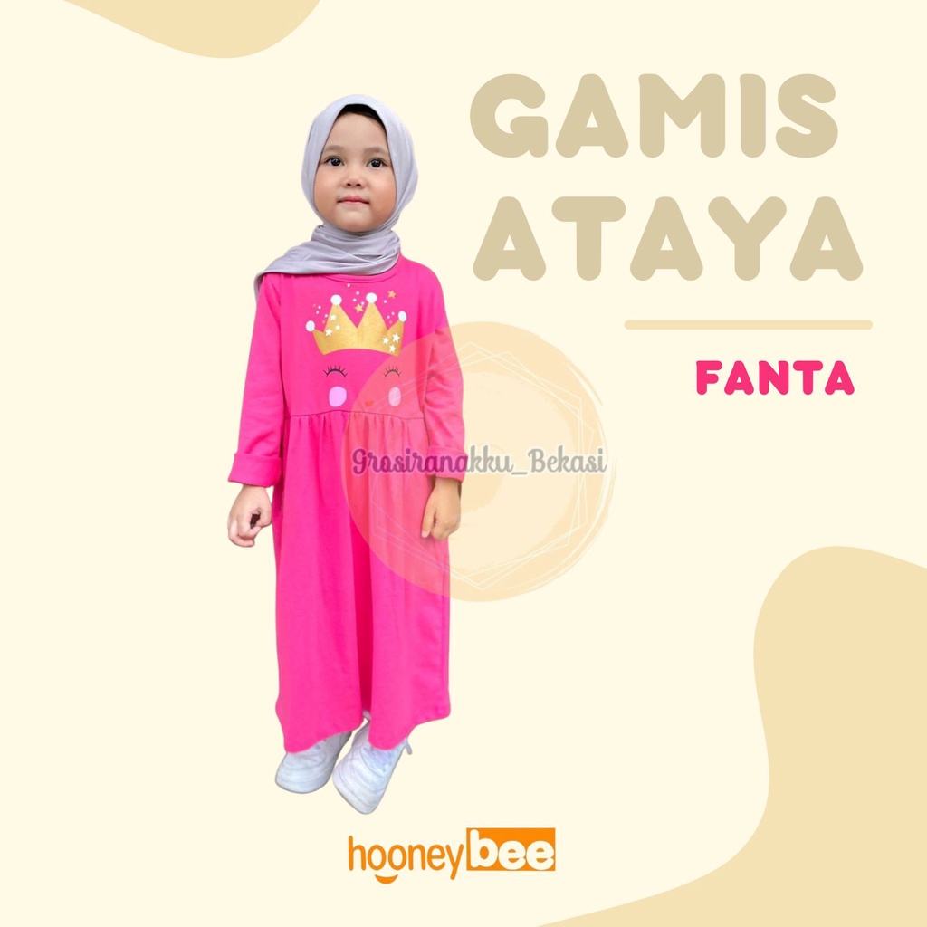 Gamis Kaos Anak Ataya Hooneybee Warna Fanta 2-10Thn