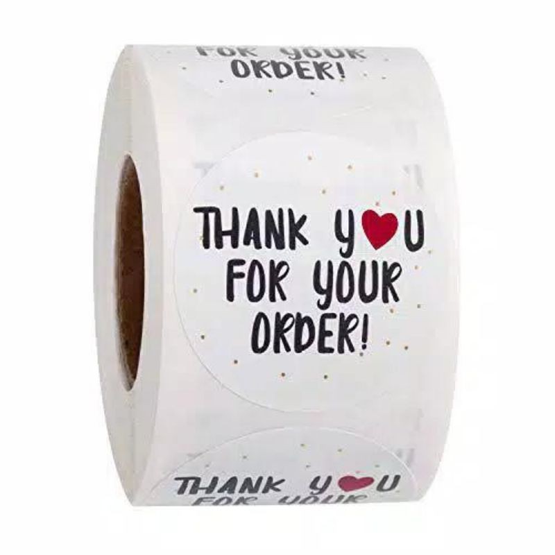 Stiker lebel motif bulat thank you / tempelan stiker tulisan thanks you isi 100 pcs-White 2