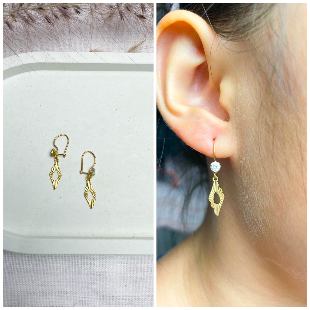 ANTING DESI UKIR GANTUNG GOLD PERAK ASLI S925 GLOBAL JEWELLERY CM099