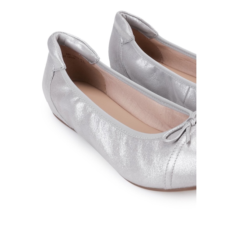 SEPATU FLAT KULIT OBERMAIN WANITA ORIGINAL BRANDED TERBARU SILVER OW17