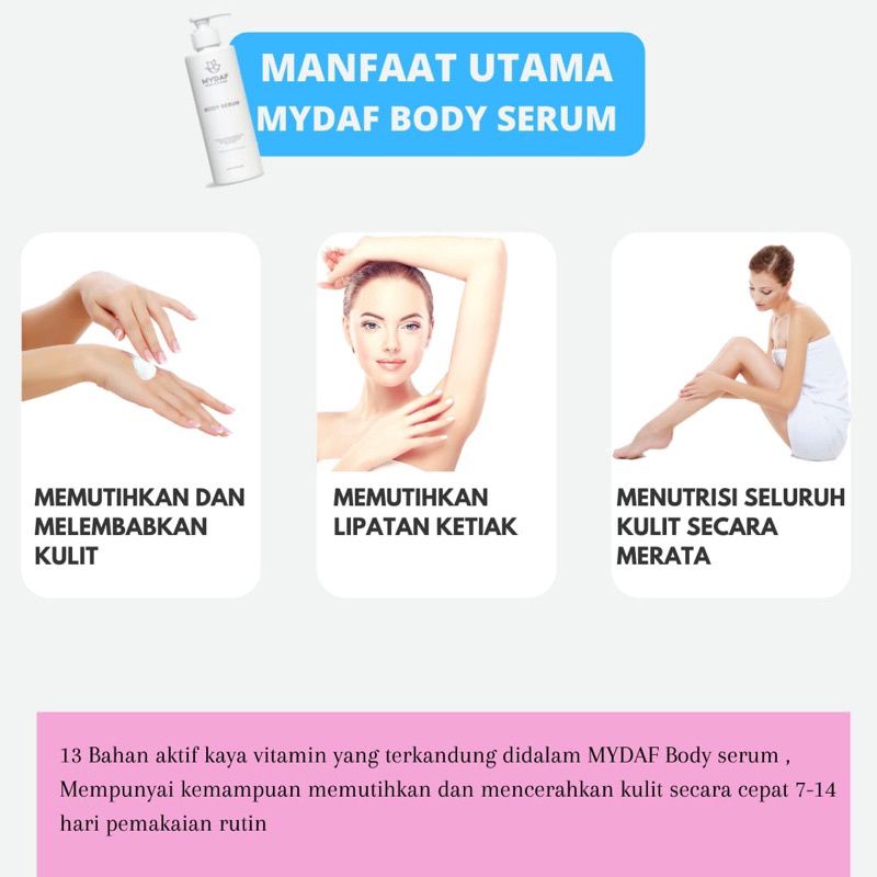 MYDAF BODY SERUM MEMUTIHKAN DALAM WAKTU 14 HARI