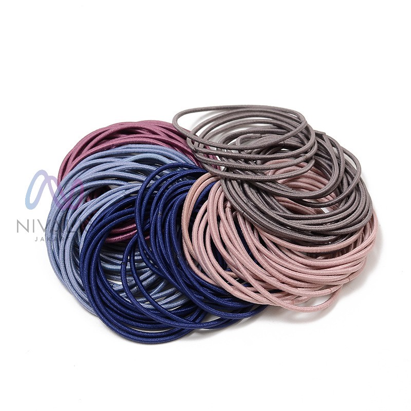 KARET IKAT RAMBUT ISI 100PCS WARNA WARNI GELANG IKAT RAMBUT / KUNCIR RAMBUT KOREA STYLE ELASTIS-4