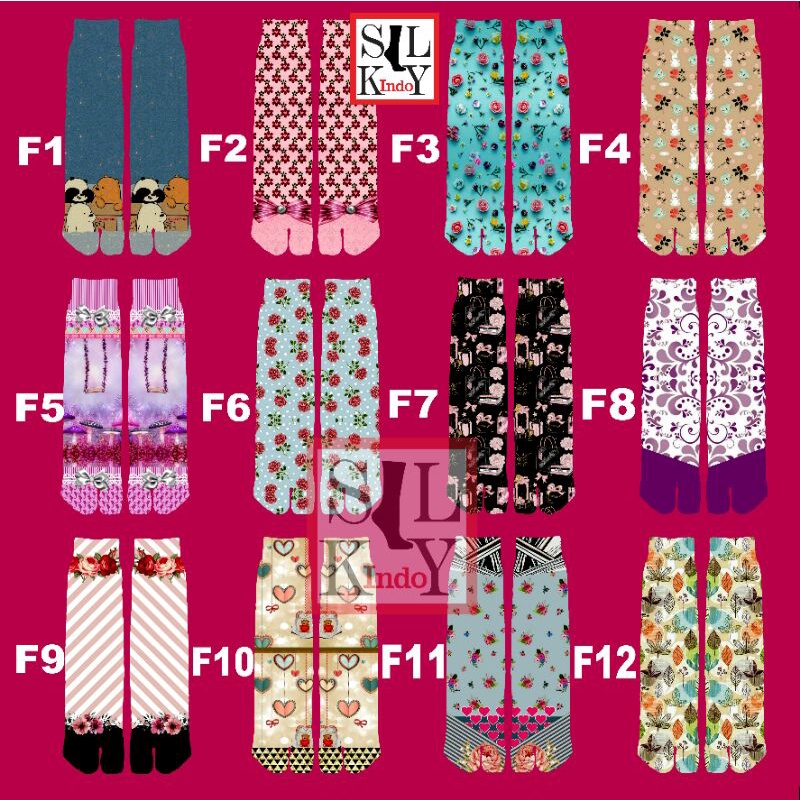 12 MOTIF KAOSKAKI PRINTING MUSLIMAH PRODUKSI SENDIRI BAHAN BAGUS HARGA HEMAT