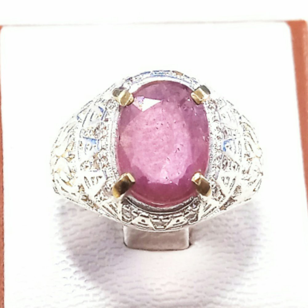 CINCIN BATU AKIK PERMATA NATURAL CUTTING PINK RUBY AFRIKA KRISTAL MEWAH TERMURAH