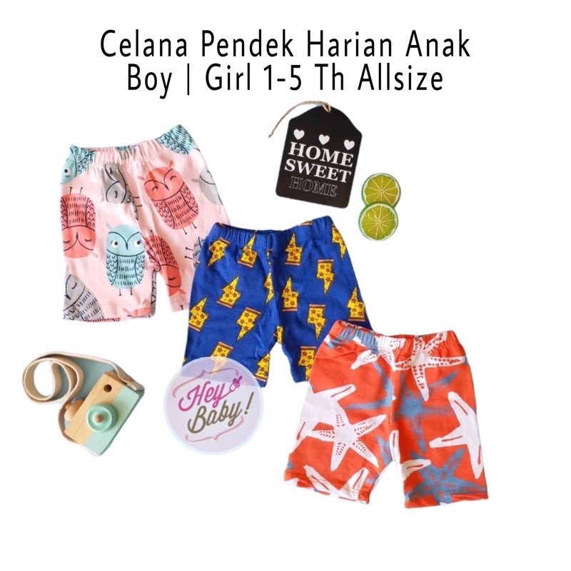 Celana Pendek Harian Anak Laki Laki Perempuan 1-5 Tahun Short Pants Celana Anak Bayi Cowok Cowok