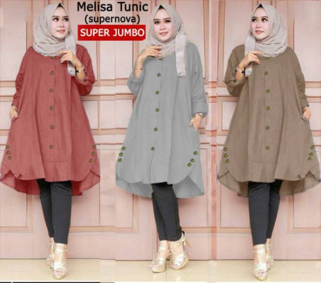 melisa tunic super jumbo XXXL, tunik, tunic, tunik jumbo, tunik muslim, tunik polos, tunik lebaran