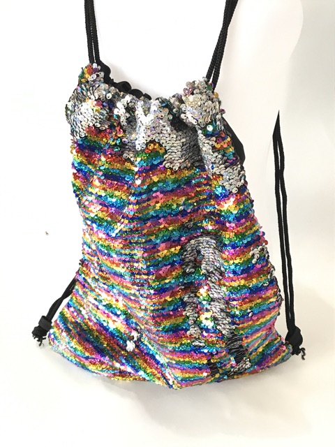 Promo tas ransel serut sequin / tas serut usap berubah rainbow / pelangi