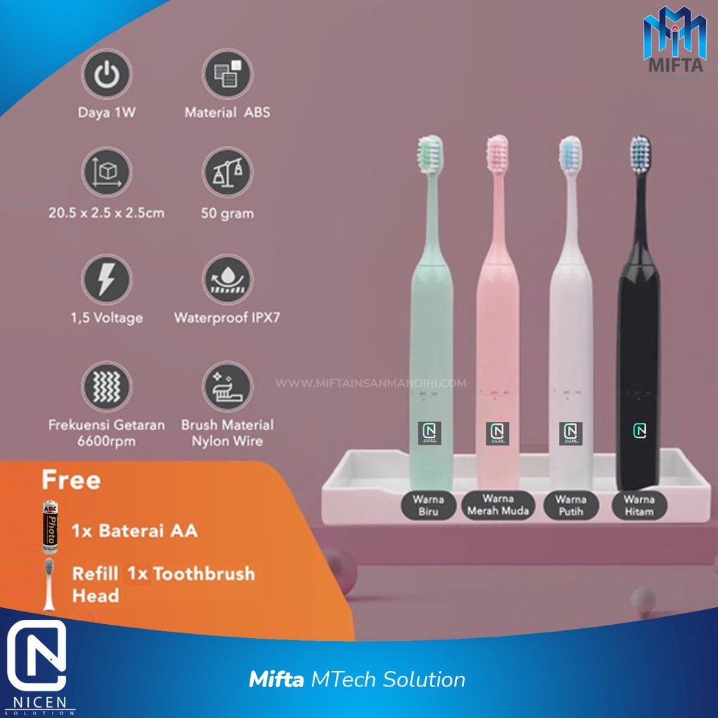 SIKAT GIGI ELEKTRIK NICEN / NICEN ELEKTRIC TOOTHBRUSH / SIKAT GIGI