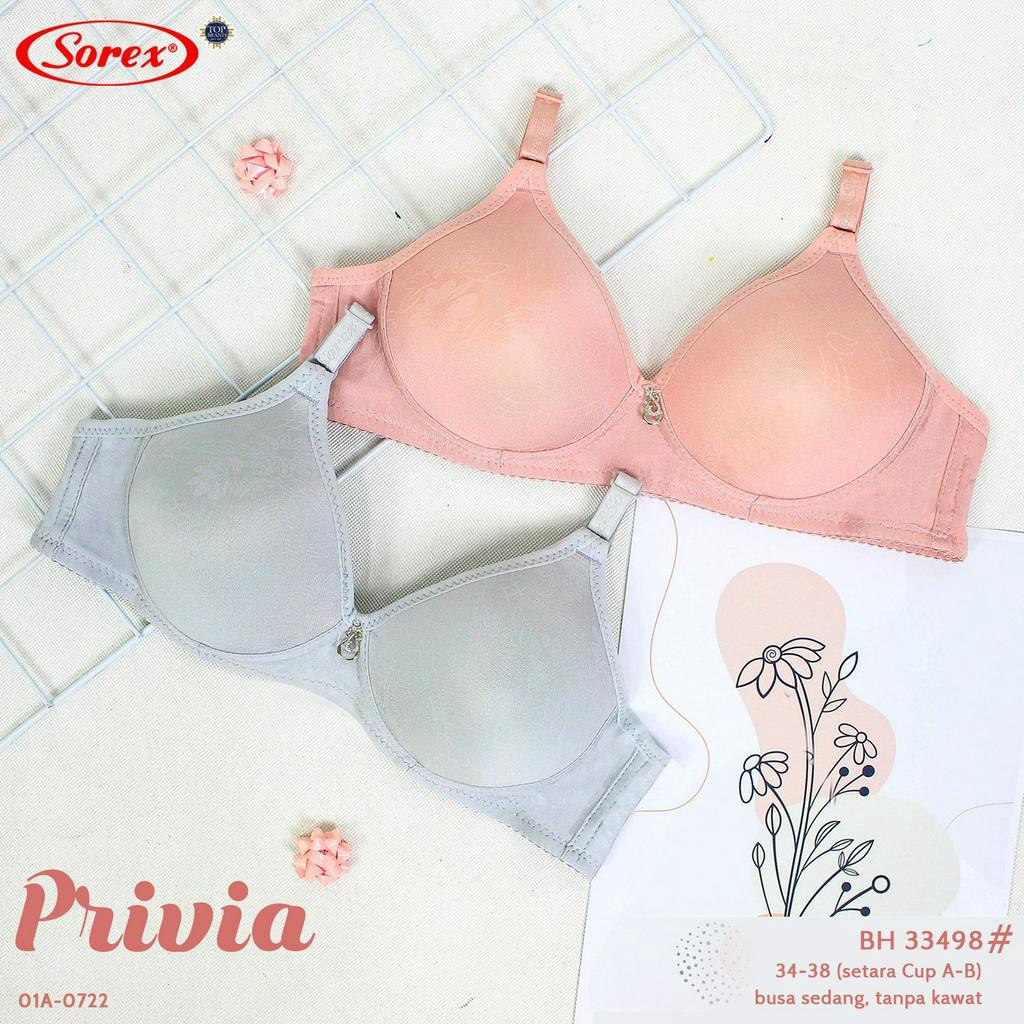 Sorex Bra Busa 33498 34-40 Tanpa Kawat Kait 2 Setara Cup A-B Cup 3/4 Nilon Mix Bra Harian CBKS