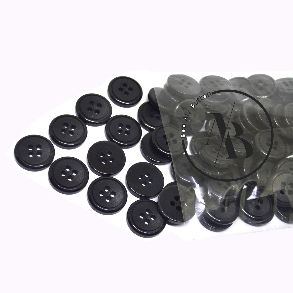 KANCING JAS PLASTIK UKURAN 15 MM PER 12 PCS BLAZER 15 HITAM