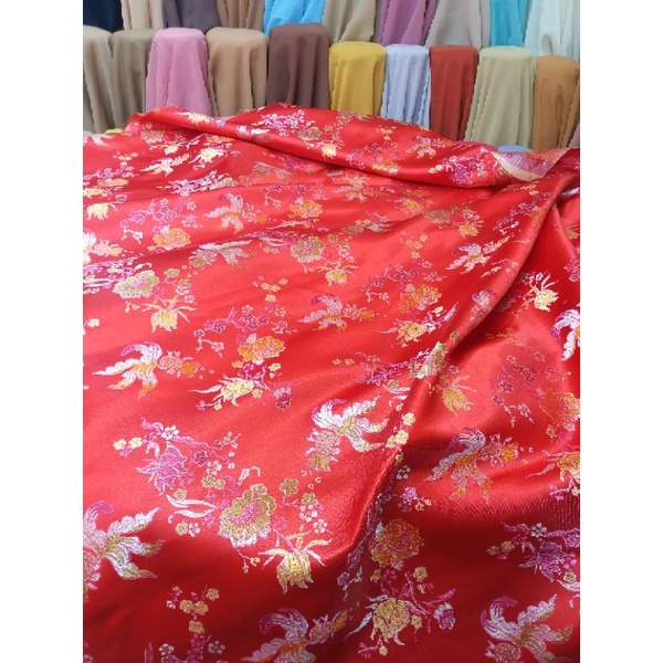 Kain cheongsam merah/bahan imlek meteran