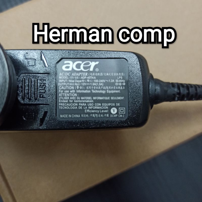 Original Adaptor Acer Iconia A100 A101 A500 A501 A200 A201 A211 A1101 W501 12V 1.5A