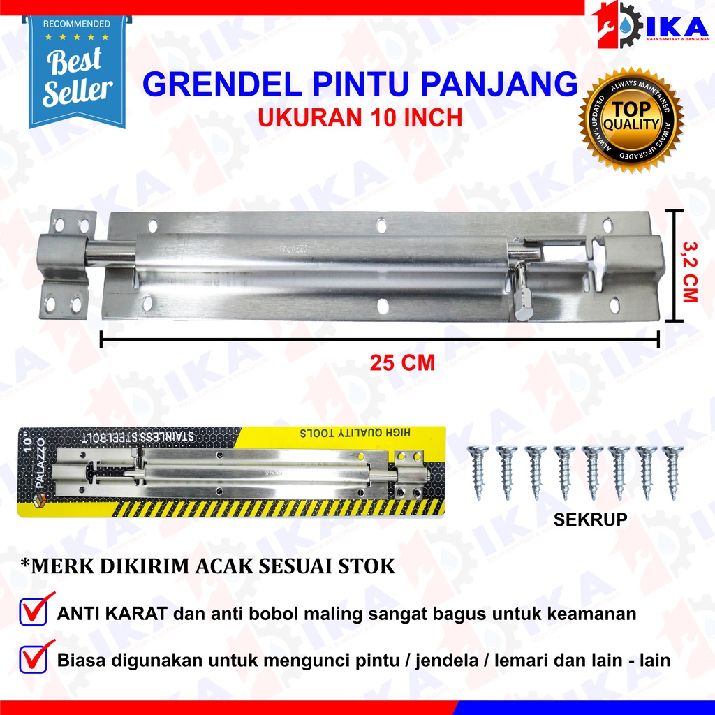 TERMURAH Grendel Stainless Stanlis Tebal Selot Pintu Selot Jendela Kunci Pintu Grende ANTI KARAT 6 - 8 - 10 - 12 inch  Grendel Stainless Steel 6 - 8- 10 -12 Inch Inci Stenlis Stanlis Tebal Selot Pintu Jendela Slot Kunci Kamar Mandi WC Toilet VPR GRENDEL