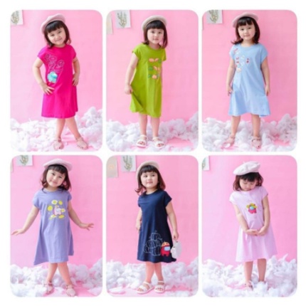 ORIGINAL Ammigoz Amigoz Kids Dress anak perempuan Among Us size 4-12 tahun