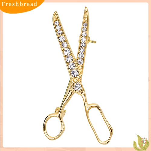 Terlaris Lovely Handmade Rhinestone Scissor Gold-Plated Brooch Pin Jewelry Best Xmas Gift