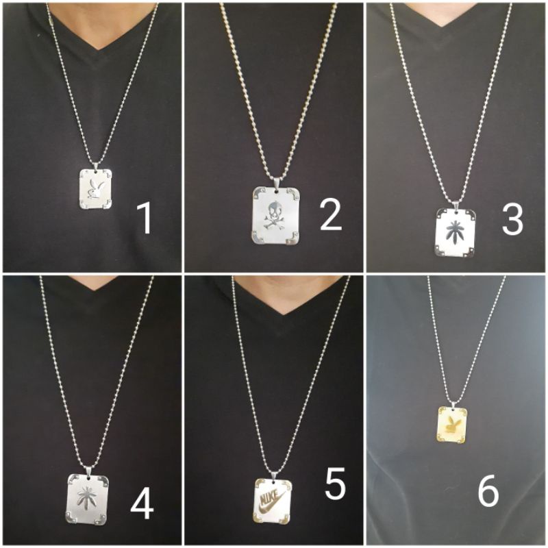 Kalung Titanium Pria Set Rantai Dengan Liontin Silver