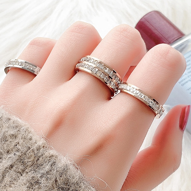 Cincin Titanium Wanita Anti Karat Fashion Korea Aksesoris Mode - Cincin Berlian Wanita Cincin