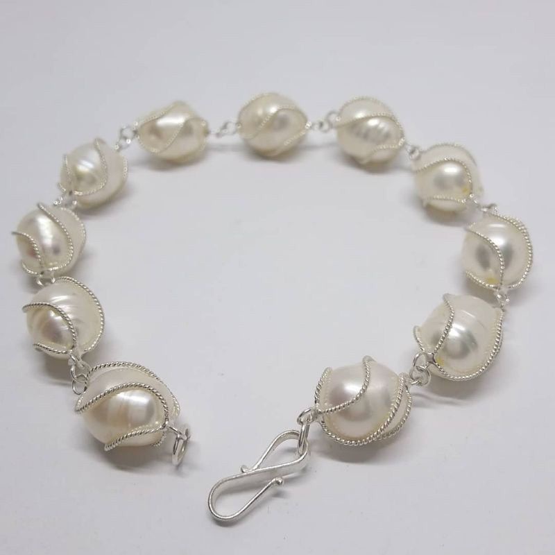 gelang perak mutiara asli lombok