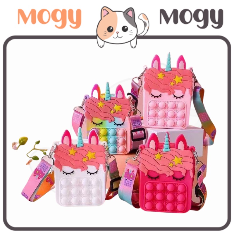 MOGYMOGY MG1441 Tas Pop It Jelly Rubber Tas Selempang Anak Tas Pop It Unicorn