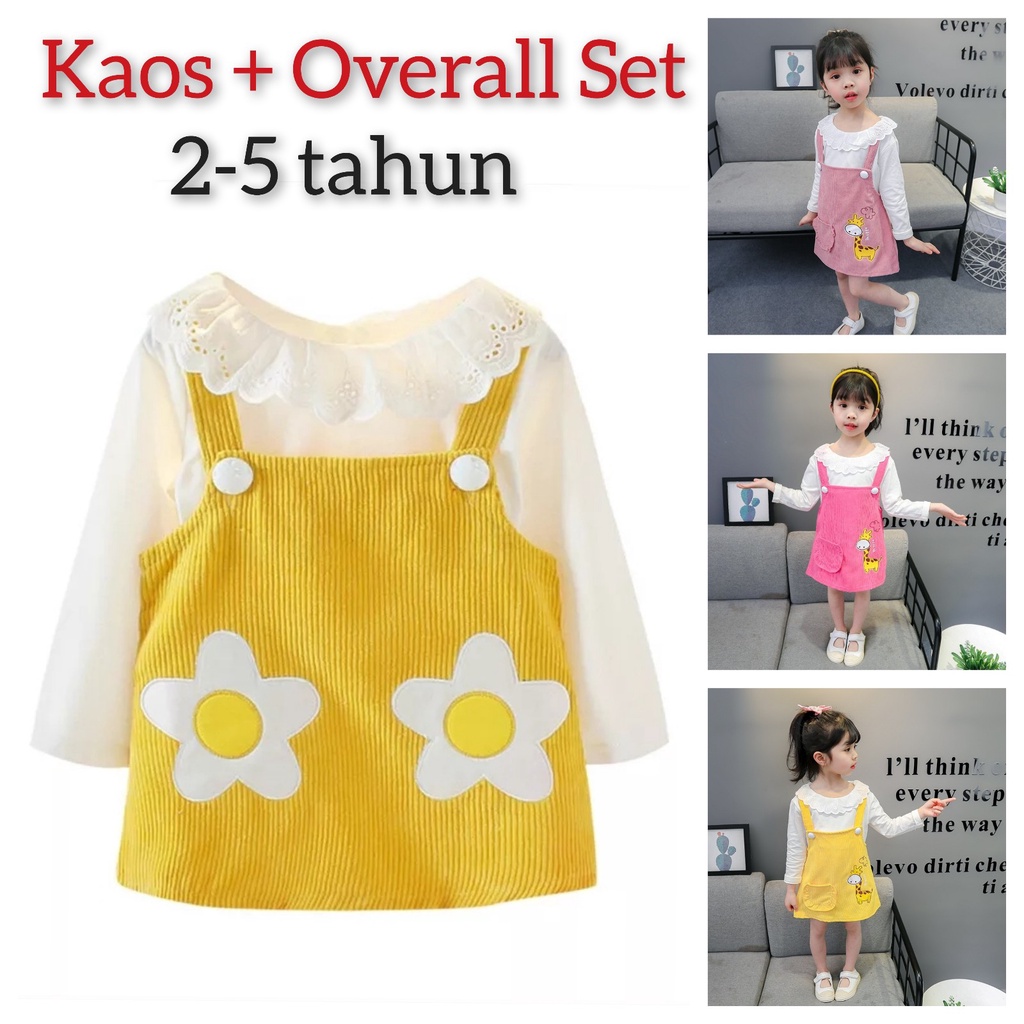 Setelan Overall Anak VELVET 2pcs Baju Anak Perempuan Import