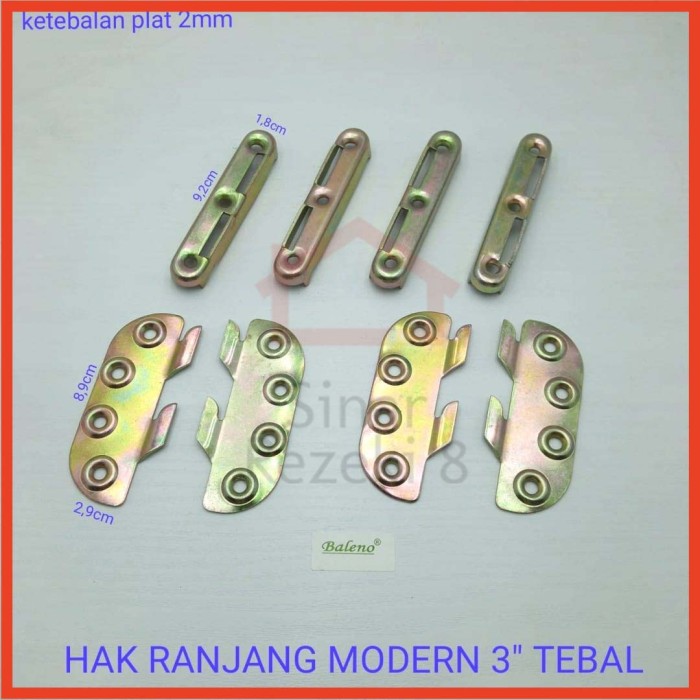 Hak Ranjang Tebal Samping Engsel Sudut Dipan Siku Bracket Bed Fitting - Modern 3" Tebal