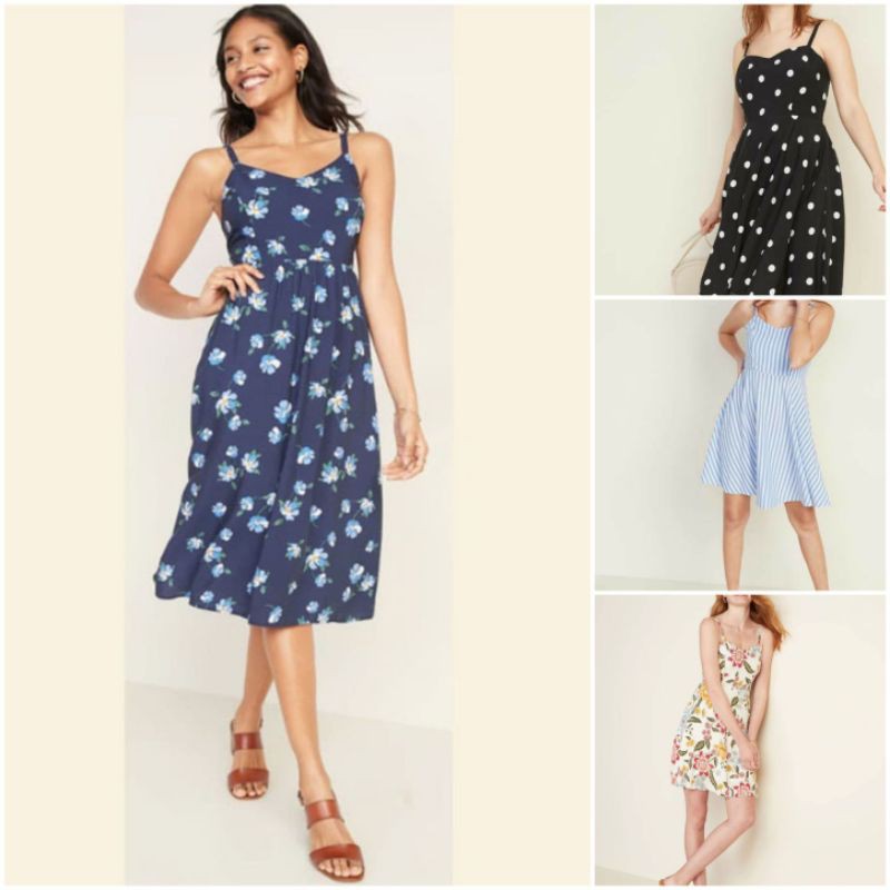 Old Navy Cami Dress Blue floral biru bunga oldnavy old navi oldnavi biru dongker gap