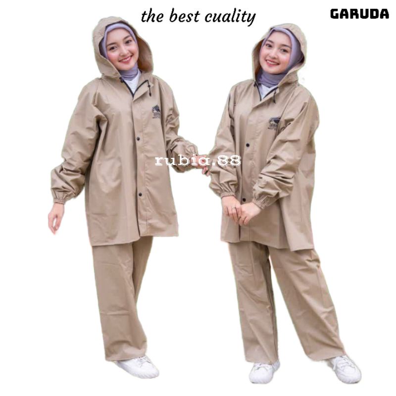 JAS HUJAN BY GARUDA SETELAN JAKET CELANA PRIA DAN WANITA BAHAN TEBAL PVC 0,25TAHAN AIR HUJAN