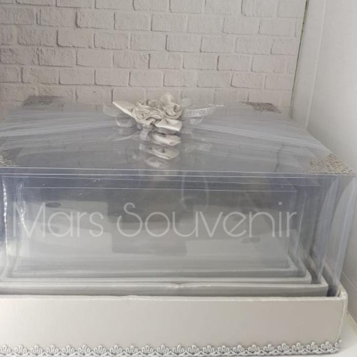 

✧ Box Hantaran Seserahan Mika Tile Silver 1 Set Isi 4 Box - ✩