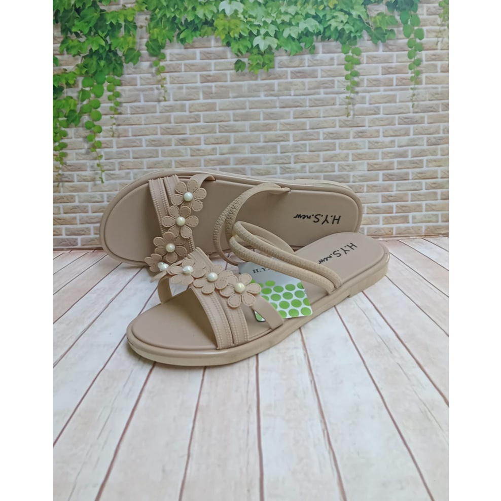 Sandal jelly wanita sandal wedges perempuan sandal karet perempuan terbaru ori produk impor-Moka