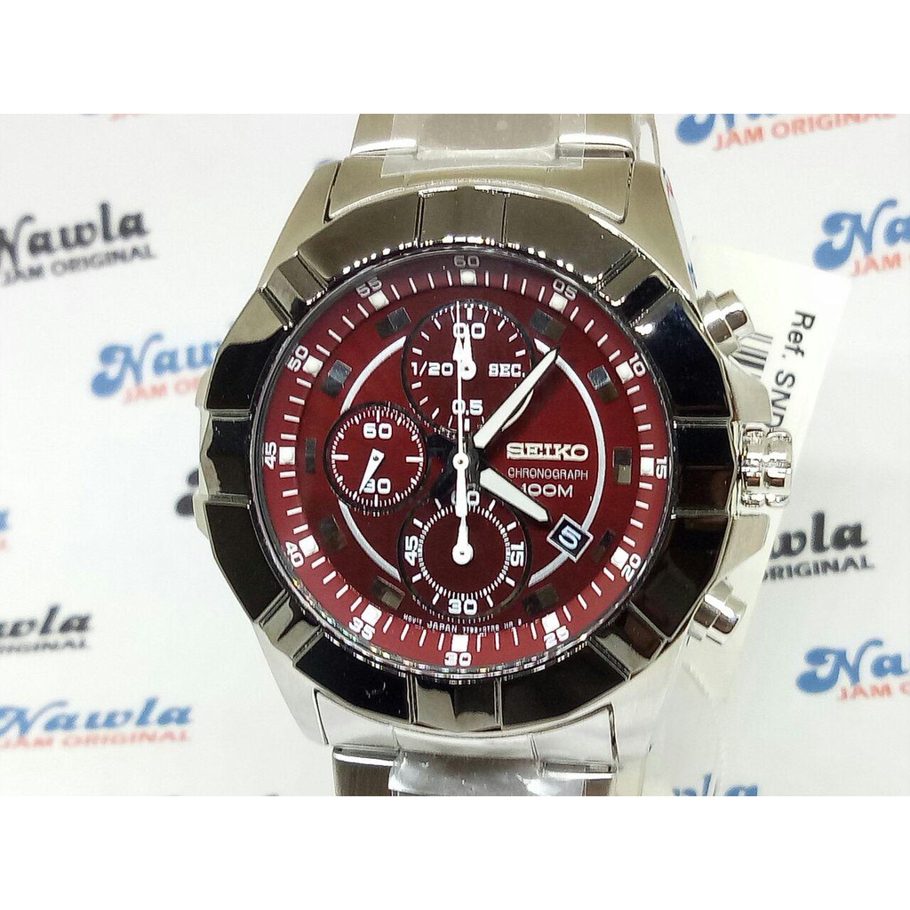 Seiko Quartz SNDE13P1 Chronograph Maroon Dial | Jam Pria SNDE13