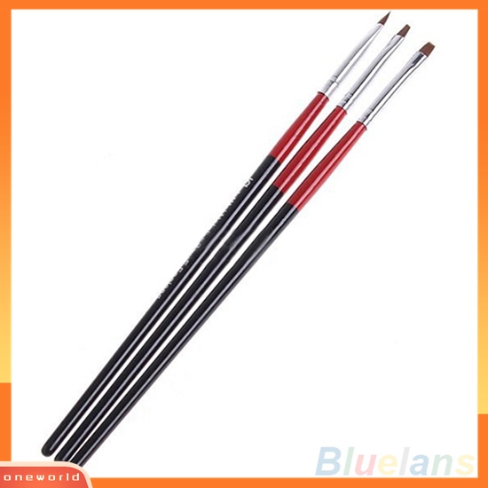 (ONWO) 3pcs / Set Brush Pen Untuk Menggambar / Melukis Kutek UV Gel Akrilik DIY