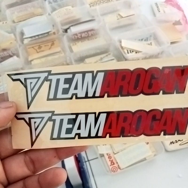 STIKER CUTTING TEAM AROGAN MOTOR HELM MOBIL WARNA TUMPUK MURAH TERBARU VARIASI RACING KEREN