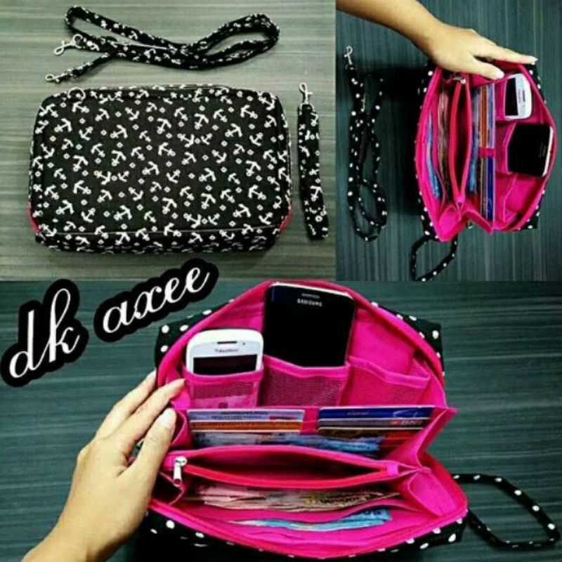 Medan Termurah KD026 (Tali oanjang &amp; Pendek) Ladies Bag Organizer/Tas selempang Polka jangkar/Tas HPO