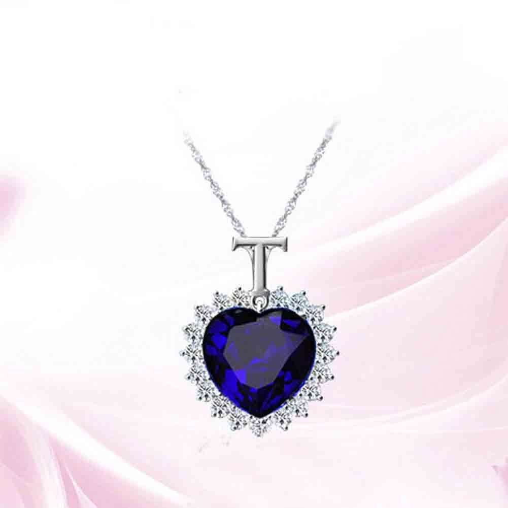 Women Fashion Blue Crystal Pendant Necklace Fashion Classic Jewelry