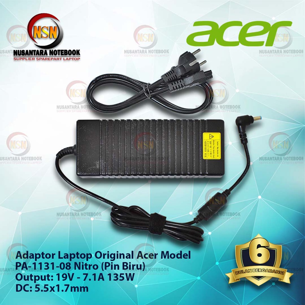 Adaptor Charger Original Acer 19V-7.1A DC 5.5 X 1.7mm for Laptop Acer