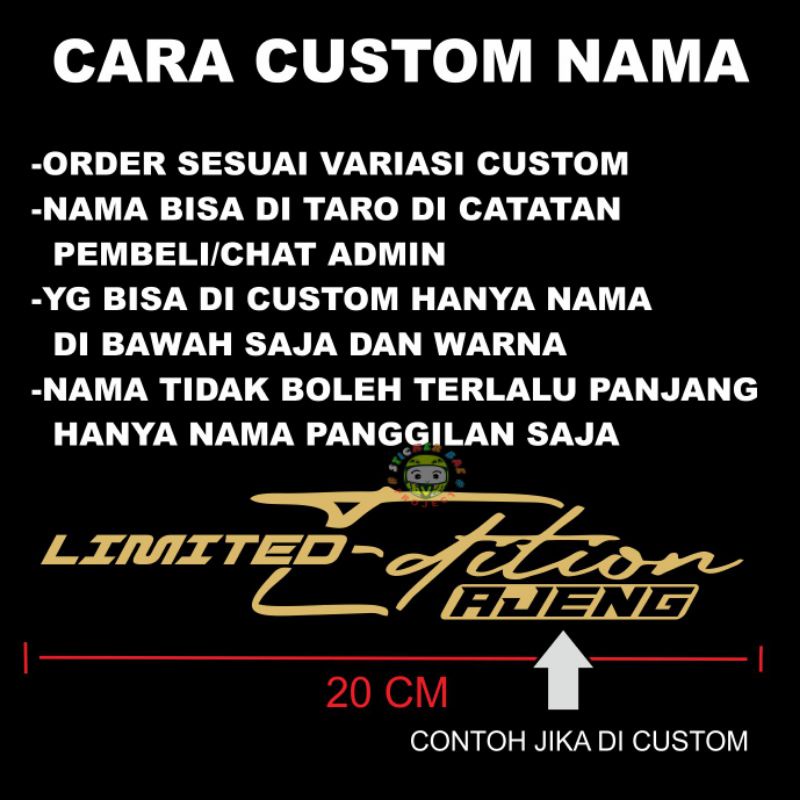 Sticker limited edition beat mio vario scoop nmax bisa CUSTOM nama sticker SIGNATURE cutting