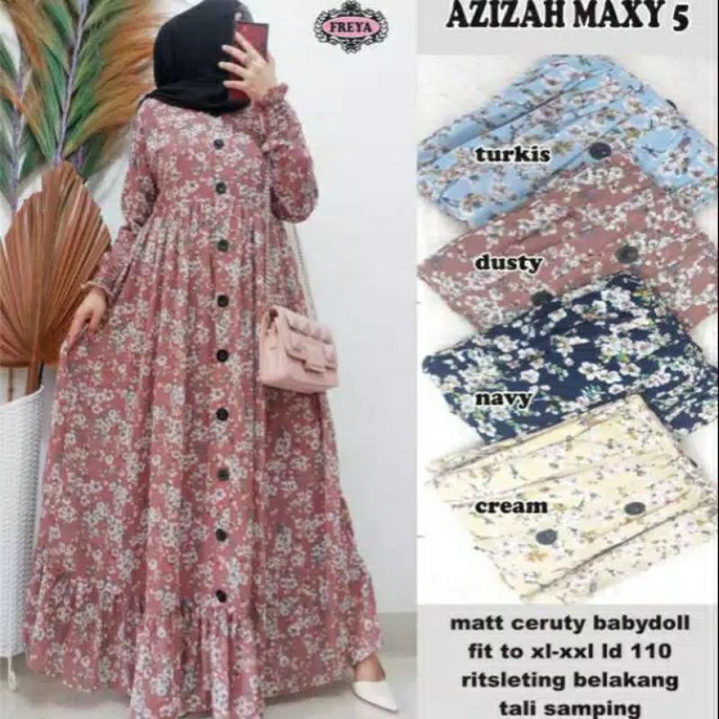 AZIZAH MAXY 5 // GAMIS CERUTY PRINTING #KANCING VARIASI