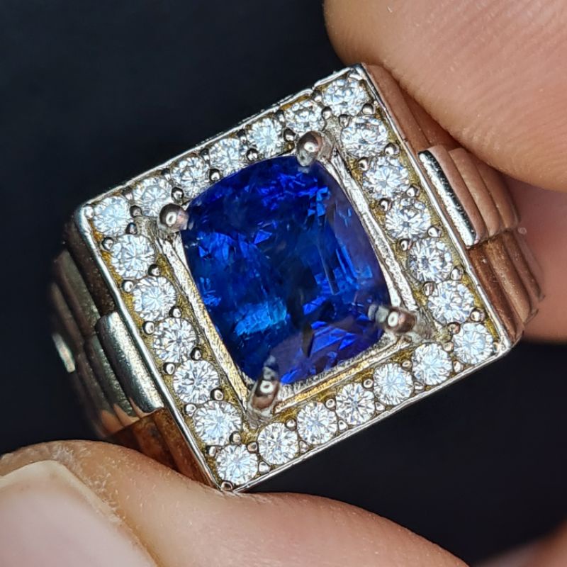 Natural Blue Sapphire 3.88ct Cincin Batu Safir Biru Srilanka BS121