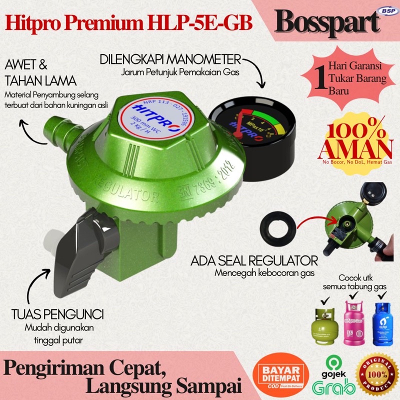 Regulator gas HITPRO Low Pressure dengan Meter Regulator Gas LPG (HLP-5A-GB)