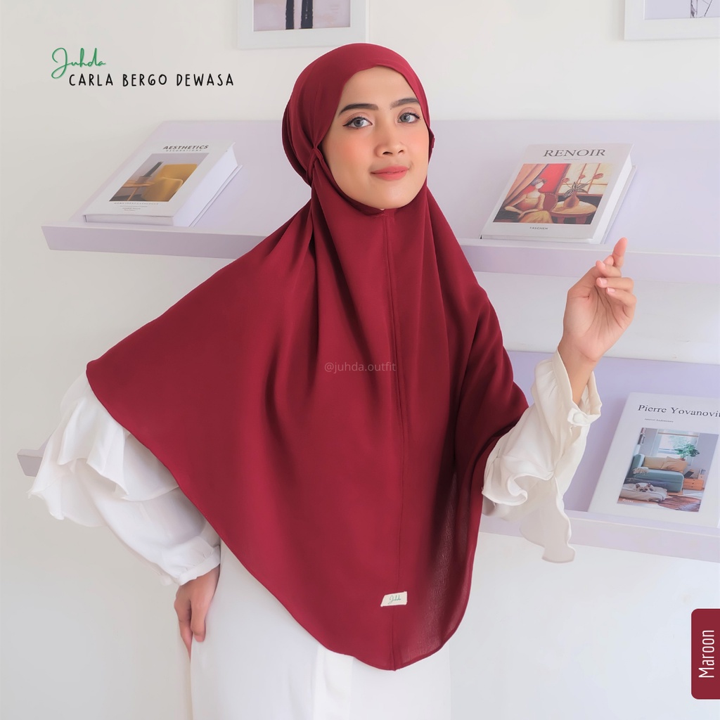 Juhda - jilbab bergo tali instan non pet hijab crinkle tebal polos premium kerudung model kekinian