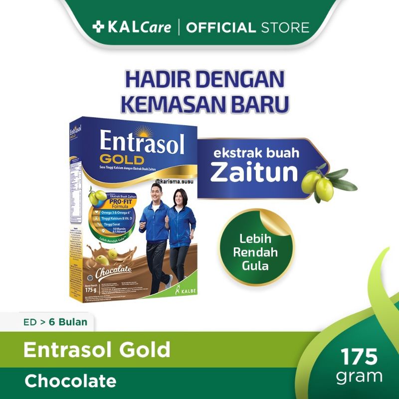 ENTRASOL GOLD COKLAT 175 G | Tinggi Kalsium Dengan Ekstrak Buah Zaitun