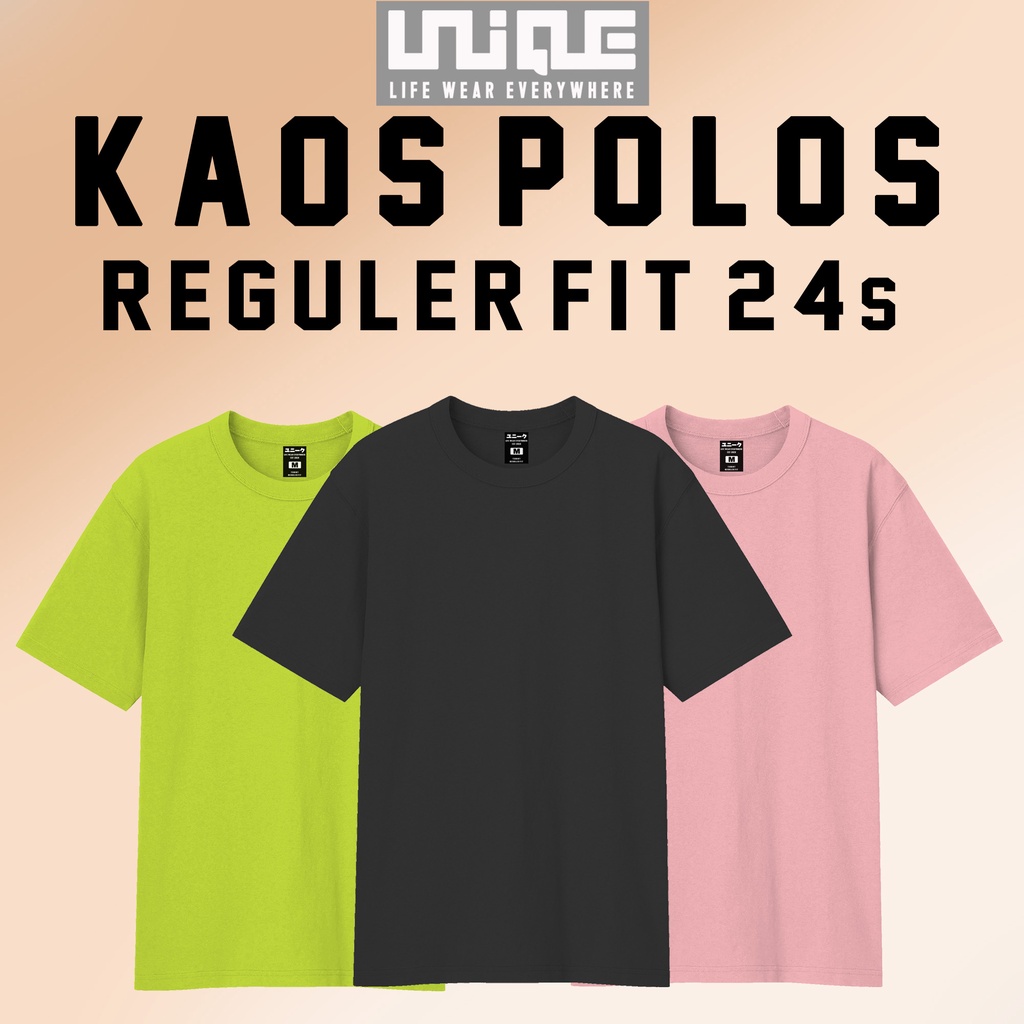 UNIQUE - (RegulerFit Series) Kaos Polos Cotton Combed 24s Pria &amp; Wanita