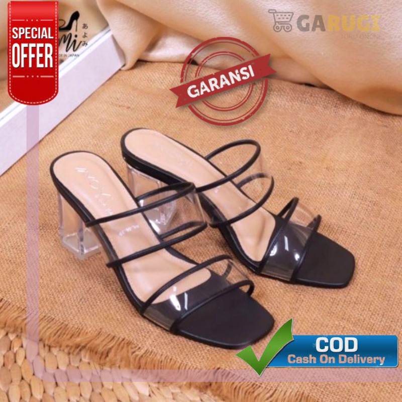 Sendal Wanita Hak Kaca Tahu Tali Remaja Dewasa Sandal Cewek Cewe Plastik Premium Murah Kekinian US85