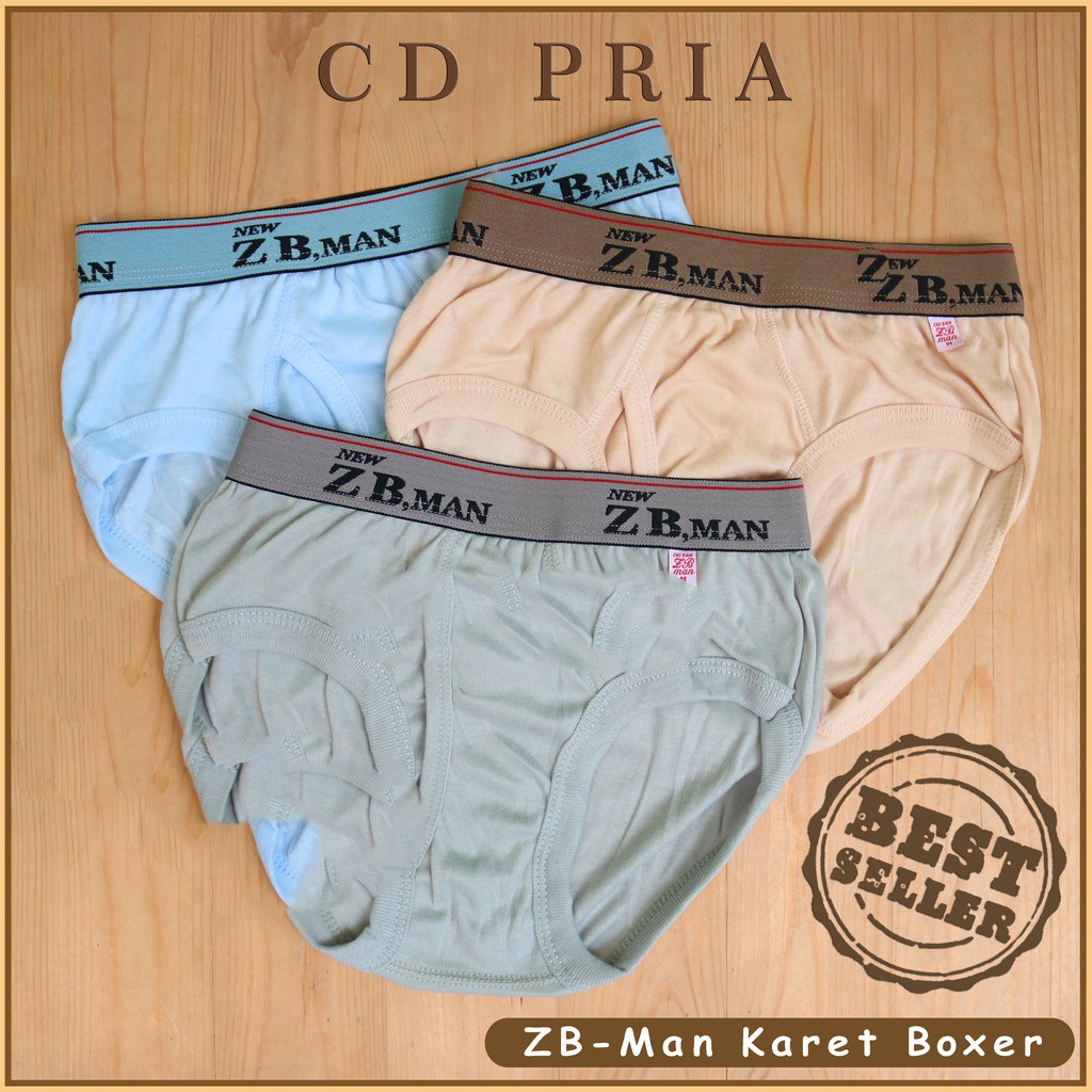 3 Pcs Celana Dalam ZB Man - Celana Dalam Pria Karet Boxer - Mix 3 Warna