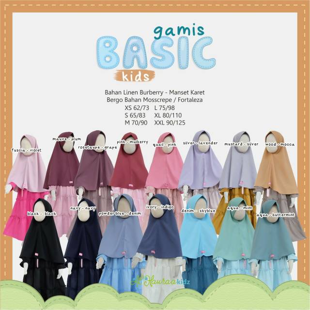 Setelan gamis jilbab anak BASIC KIDS ALHAURAA vol 2