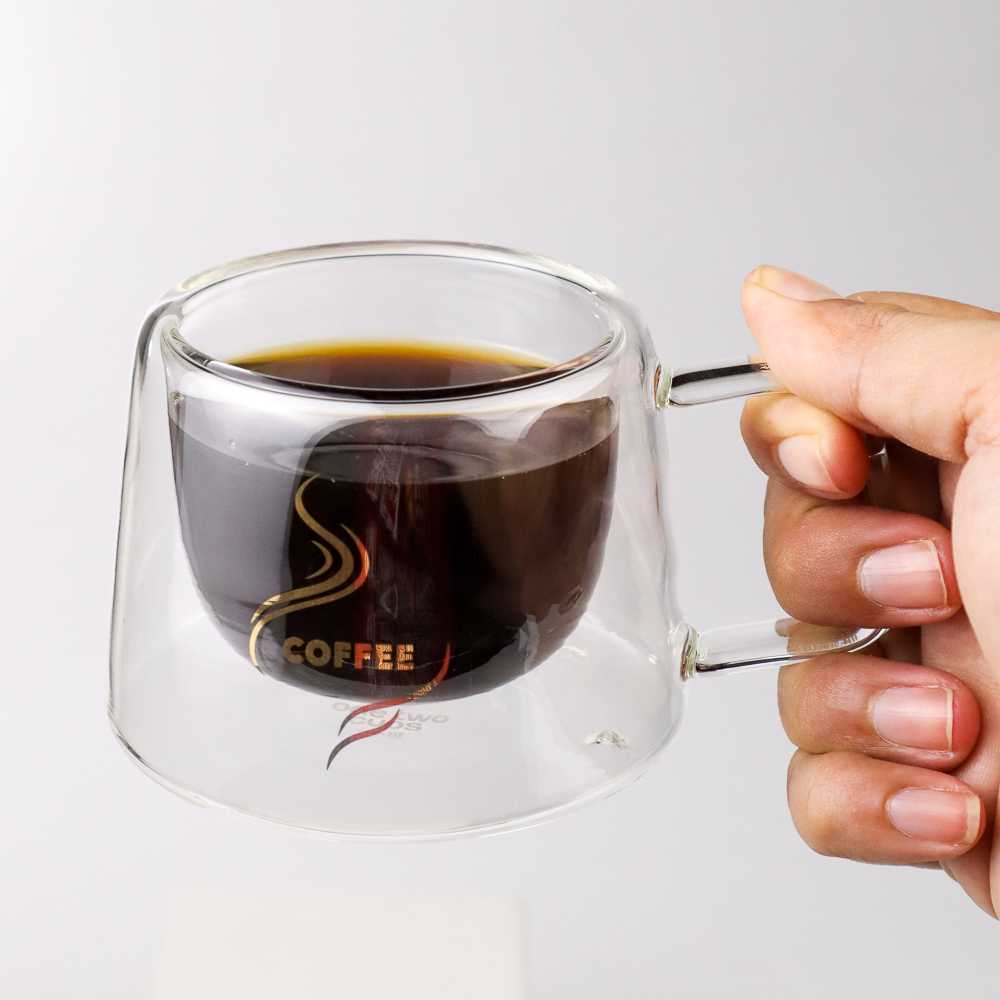 Mug Kopi Unik Coffee Mug Kaca Double Layer Tahan Panas 200ml