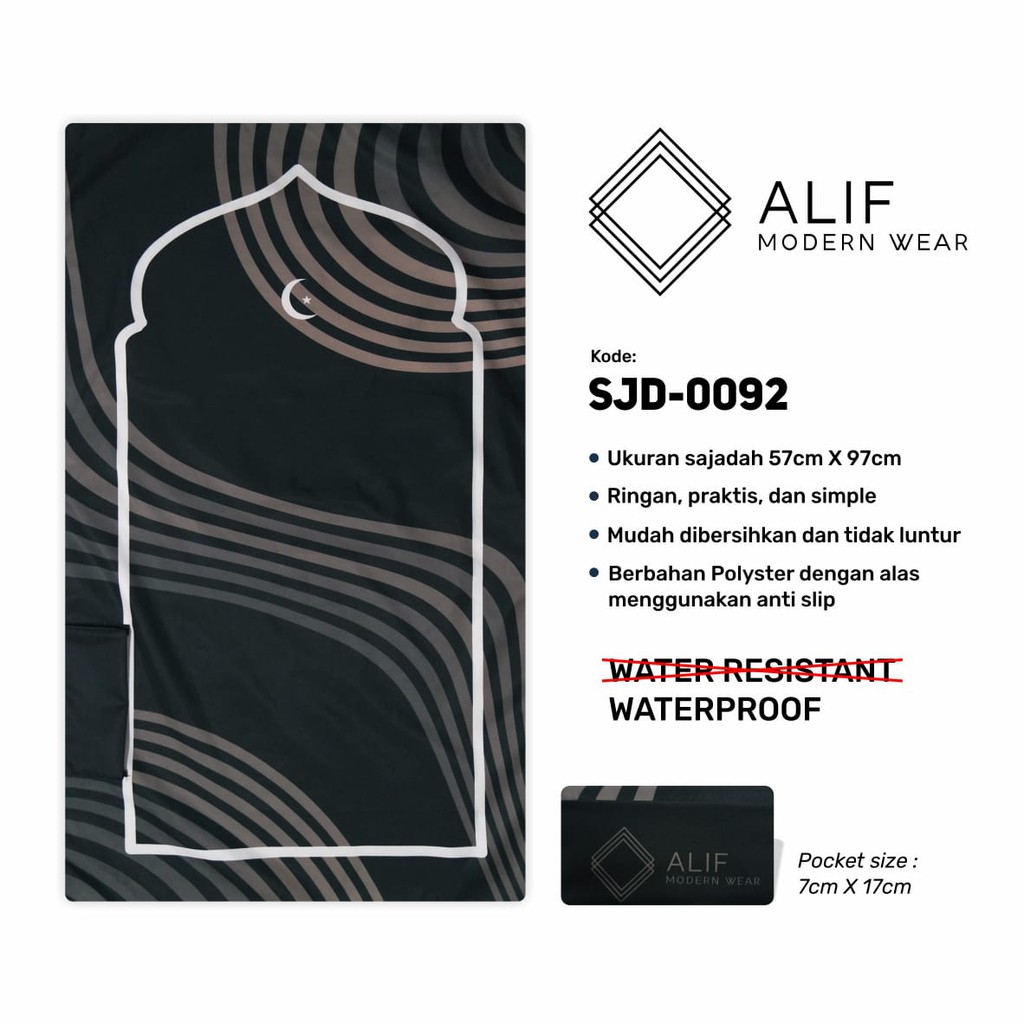 ALIF SAJADAH TRAVEL / SAKU / PORTABLE / WATERPROOF ( ALIF MODERN WEAR SJD-0092 )