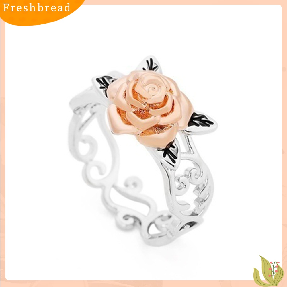 Terlaris Vintage Women Two Tone Flower Band Finger Ring Wedding Engagement Jewelry Gift